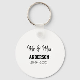 Mr & Mrs add family namn date year bröllopsförmån  Nyckelring