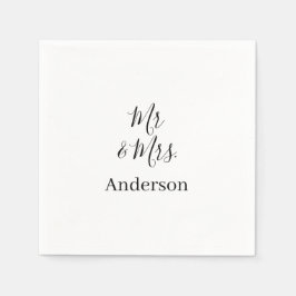 Mr & Mrs add family namn date year bröllopsförmån  Pappersservett