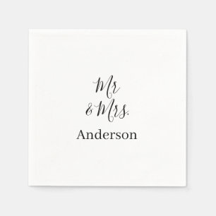 Mr & Mrs add family namn date year bröllopsförmån Pappersservett