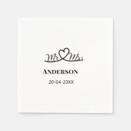 Mr & Mrs add family namn date year bröllopsförmån  Pappersservett