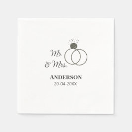 Mr & Mrs add family namn date year bröllopsförmån Pappersservett