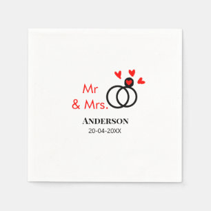Mr & Mrs add family namn date year bröllopsförmån Pappersservett