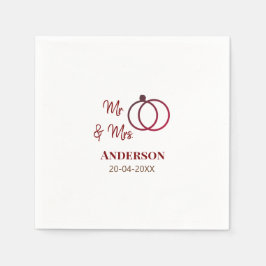 Mr & Mrs add family namn date year bröllopsförmån  Pappersservett