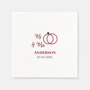 Mr & Mrs add family namn date year bröllopsförmån  Pappersservett