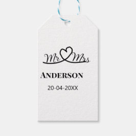 Mr & Mrs add family namn date year bröllopsförmån  Presentetikett
