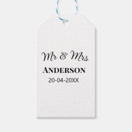 Mr & Mrs add family namn date year bröllopsförmån  Presentetikett
