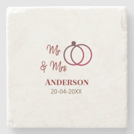 Mr & Mrs add family namn date year bröllopsförmån  Stenunderlägg
