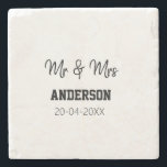 Mr & Mrs add family namn date year bröllopsförmån  Stenunderlägg<br><div class="desc">utformning</div>