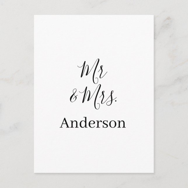 Mr & Mrs add family namn date year bröllopsförmån  Vykort (Framsida)