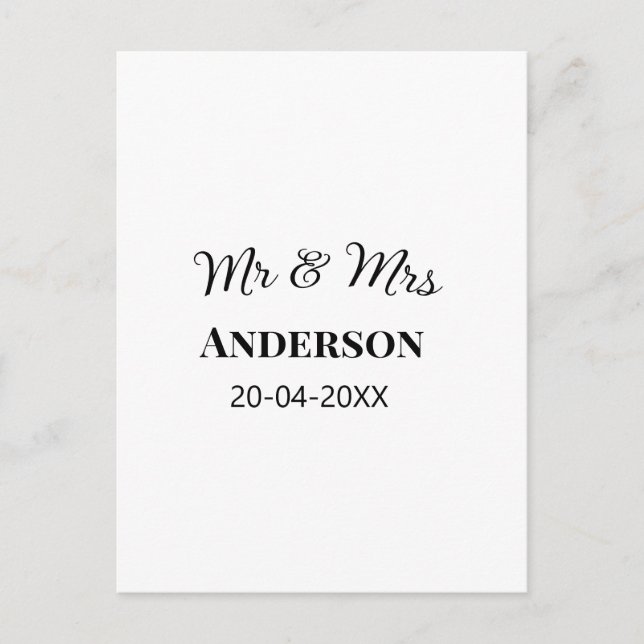 Mr & Mrs add family namn date year bröllopsförmån  Vykort (Framsida)