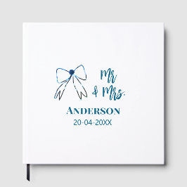 Mr & Mrs add namn date bröllopsförmån böj blå gree Gästböcker