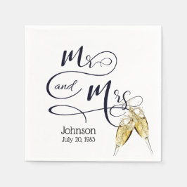 Mr & Mrs Anniury Champagne Toast Pappersservett
