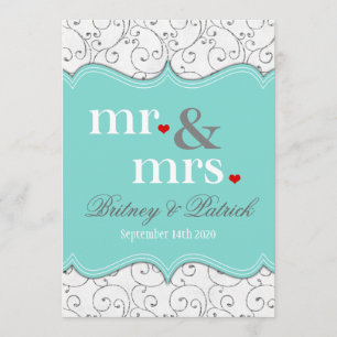 Mr & Mrs Blue bröllopsinbjudningar Inbjudningar