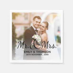 Mr & Mrs. BRÖLLOP Anpassningsbar Photo Pappers Pappersservett