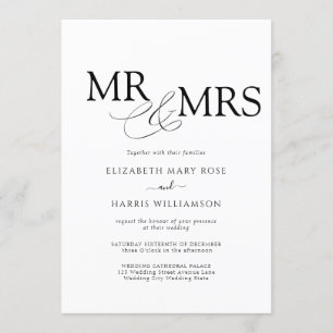 MR & MRS Bröllop Inbjudningar