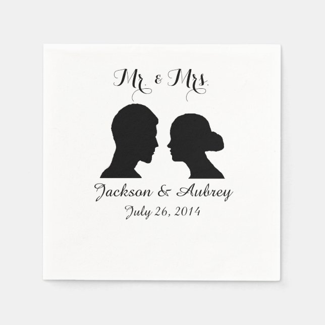 Mr. & Mrs Bröllop Napkins Pappersservett (Framsidan)