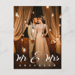 Mr & Mrs. Bröllop Photo Tack Vykort