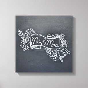 Mr & mrs chalkboard art canvas