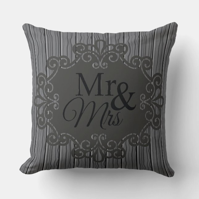 Mr&Mrs. Charcol Skriv ut dekorativ fyllning Kudde (Framsida)
