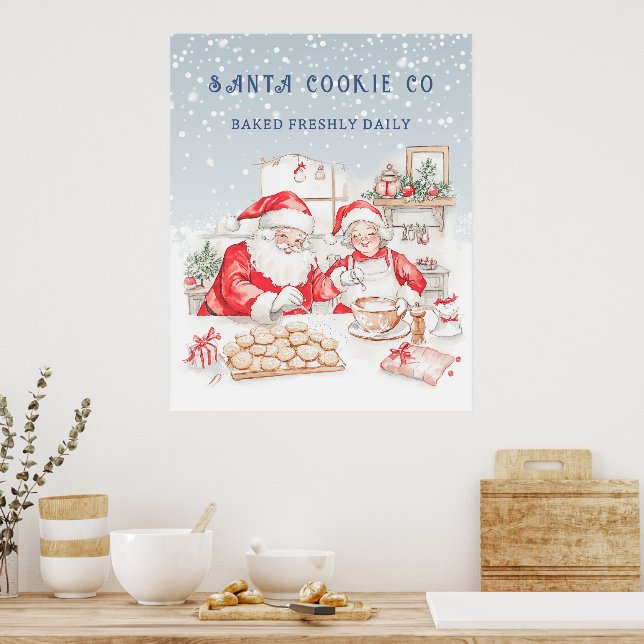 Mr & Mrs Claus Christmas Cookies  Poster (Kök)