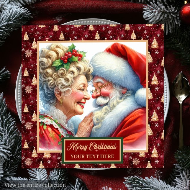 Mr & Mrs Claus jul Napkins Red Guld Pappersservett (Mr. & Mrs. Claus Christmas Napkins Red Gold)