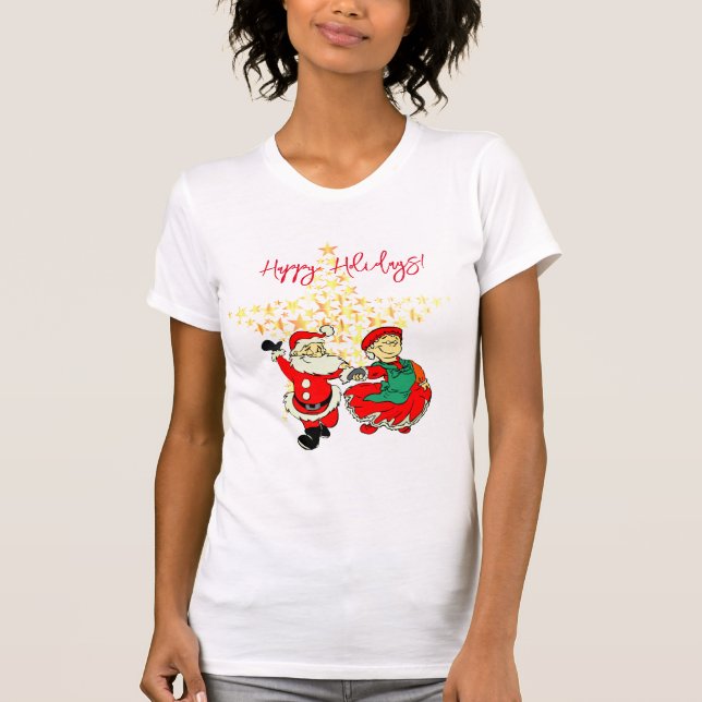 Mr & Mrs Claus T-Shirt God Jul Grönt (Framsida)
