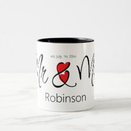 Mr. & Mrs Custom Name Elegant Simple Two-Ton Två-Tonad Mugg