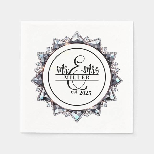 Mr. & Mrs. Custom Name  Napkins Pappersservett (Framsidan)