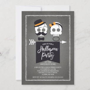 Mr & Mrs Döskallar Halloween fest Inbjudningar