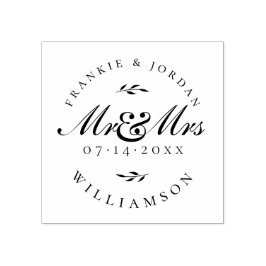 Mr & Mrs. | Elegant Calligraphy-skript Bröllop Dat Stämpel