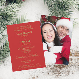 Mr & Mrs Elegant Guld Script Red Bröllop Inbjudningar