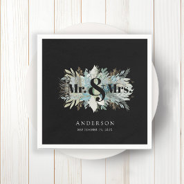 "Mr. & Mrs" elegant leafy napkin Pappersservett