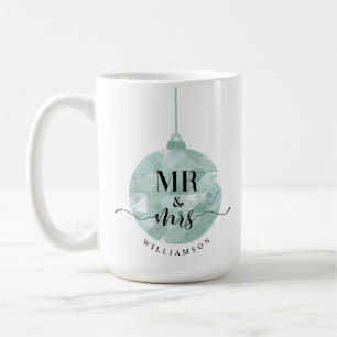 Mr & Mrs.   Elegant Shimmering Teal Guld Newlyweds Kaffemugg