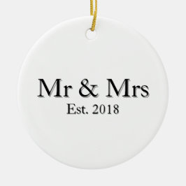 Mr & Mrs Est. Year Elegant Personalized Couple  Julgransprydnad Keramik