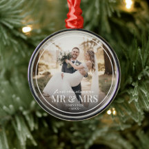 Mr & Mrs First Chirstmas Boarder Custom Photo 