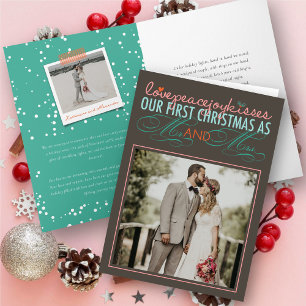 Mr & Mrs First jul Mistletoes Photo Bröllop Helgkort
