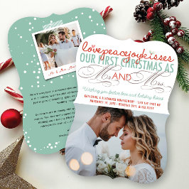 Mr & Mrs First jul Mistletoes Photo Bröllop Julkort