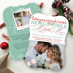 Mr & Mrs First jul Mistletoes Photo Bröllop Julkort