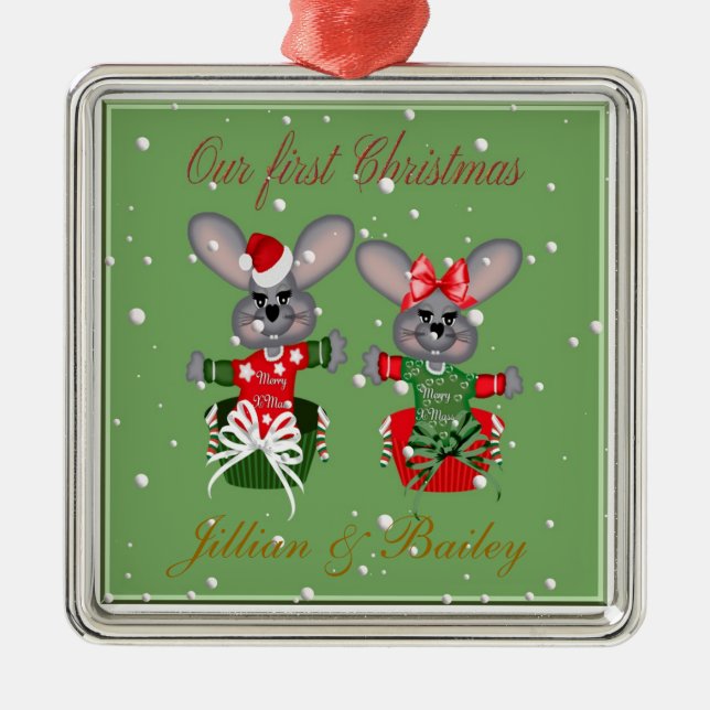 Mr. & Mrs First jul Mouse Ornaments Julgransprydnad Metall (Framsidan)