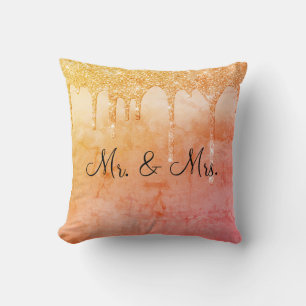 Mr. & Mrs Glitter Bröllop Keepsakes Elegant Throw Kudde