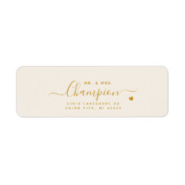 Mr. & Mrs Guld Script Bröllop Returadress Returadress Etikett