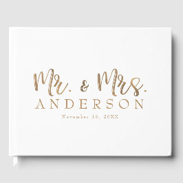 MR. & MRS. Guldskrift typografi Modern Minimal Gästböcker