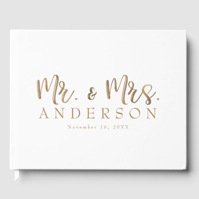 MR. & MRS. Guldskrift typografi Modern Minimal Gästböcker (Framsida)