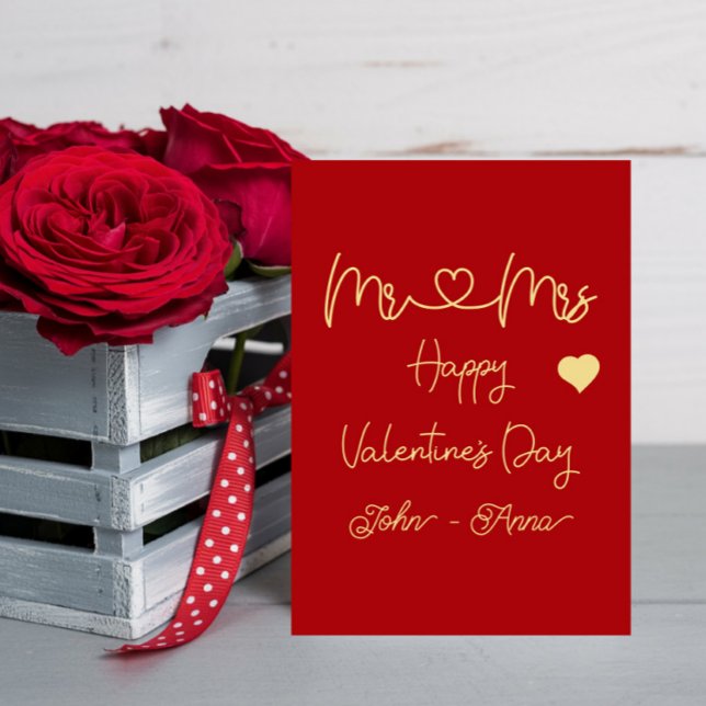 Mr & Mrs Happy Valentine's Day Flat Holiday Card Julkort (Skapare uppladdad)