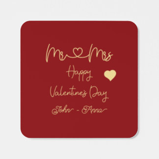 Mr & Mrs Happy Valentine's Day Fyrkantigt Klistermärke