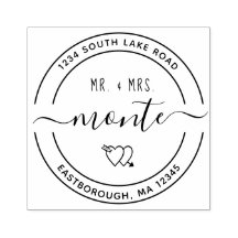 Mr & Mrs Heart 5 Anpassningsbar Round Returadress