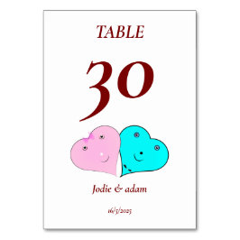 Mr & Mrs hjärts Bordsnummer