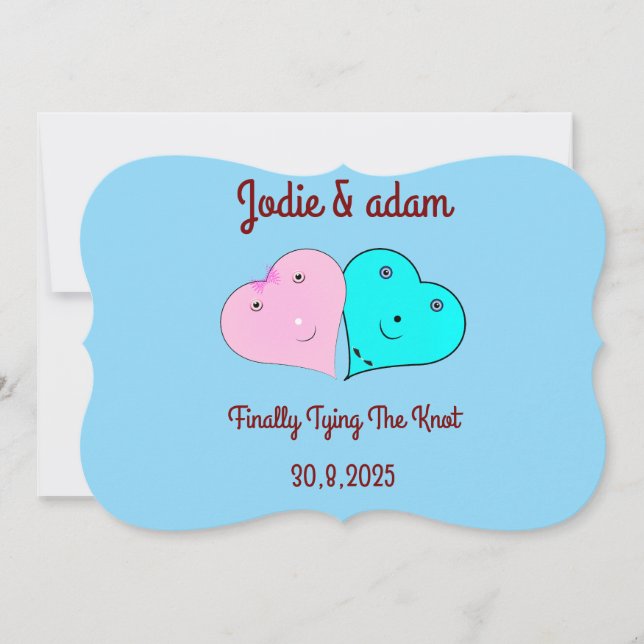 Mr & Mrs hjärts Inbjudningar (Framsida)