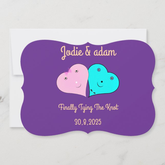 Mr & Mrs hjärts Inbjudningar (Framsida)