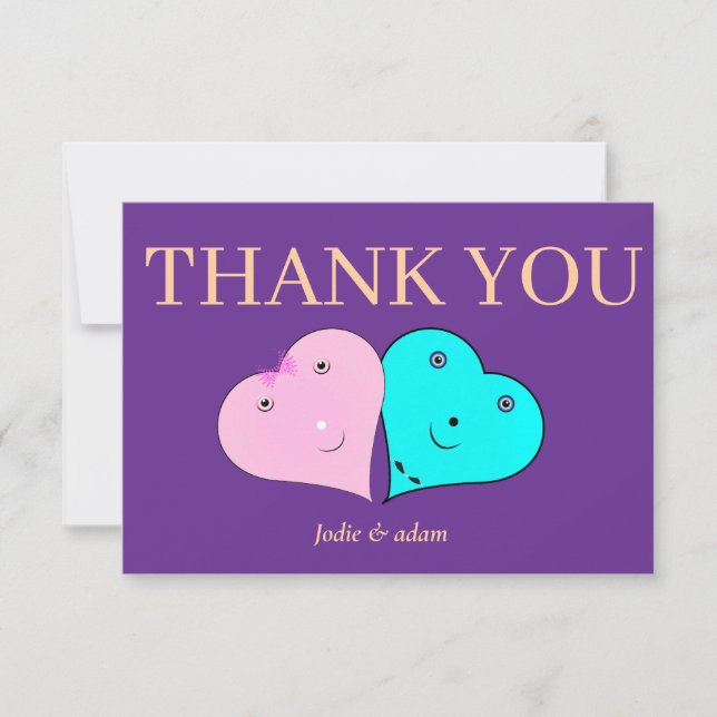 Mr & Mrs hjärts Tack Kort (Framsida)